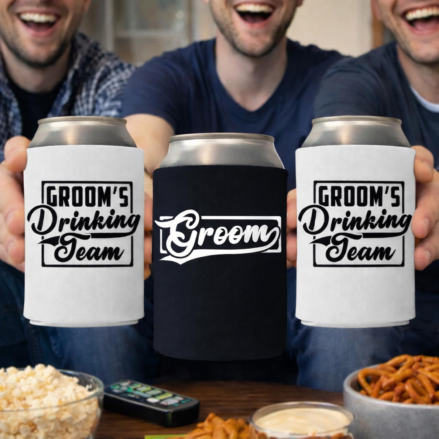 Groom and Groomsmen Can Coolers – Groom’s Drinking Team Beer Can Coolers for Bachelor Party and Wedding Gifts