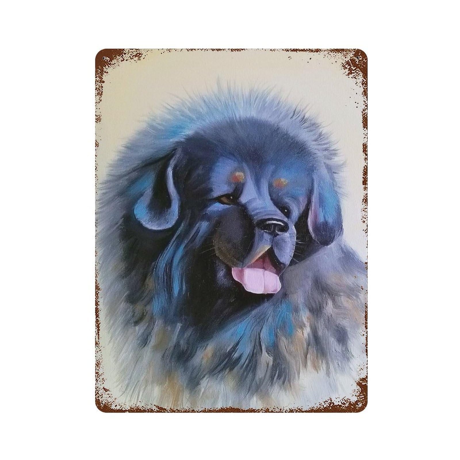 Rust Effect Tibetan MastiffCAM00414 Vintage Rust Metal Sign 15.7"x11.8", Rustic Home Decor for Farmhouse, Kitchen And Entryway Decor