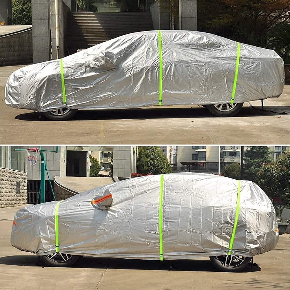 kayme 6 Layers Car Cover Waterproof All Weather for Automobiles and car Cover Windproof Straps