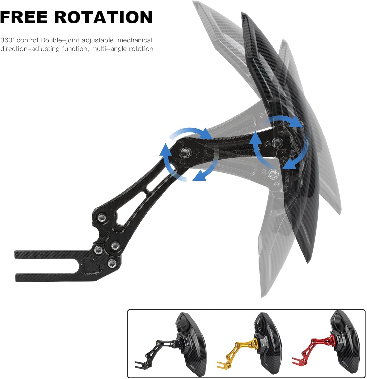 Rear Wheel Mudguard Universal CNC Carbon Fiber Fender Cover Back Mudguard Protector Replacement for Navi NSS350 FORZA350 ADV350 NSS350 Forza350 Motorcycle Mini Pocket Scooter Bike (Black)