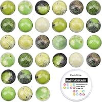 Vista 12 de 100 piezas de cuentas de cristal natural, piedras preciosas redondas sueltas de curación de energía con cordón elástico de cristal para hacer joyas