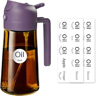 YARRAMATE 16oz/470ml DarkBrown Oil Sprayer (Purple) & 20 Labels