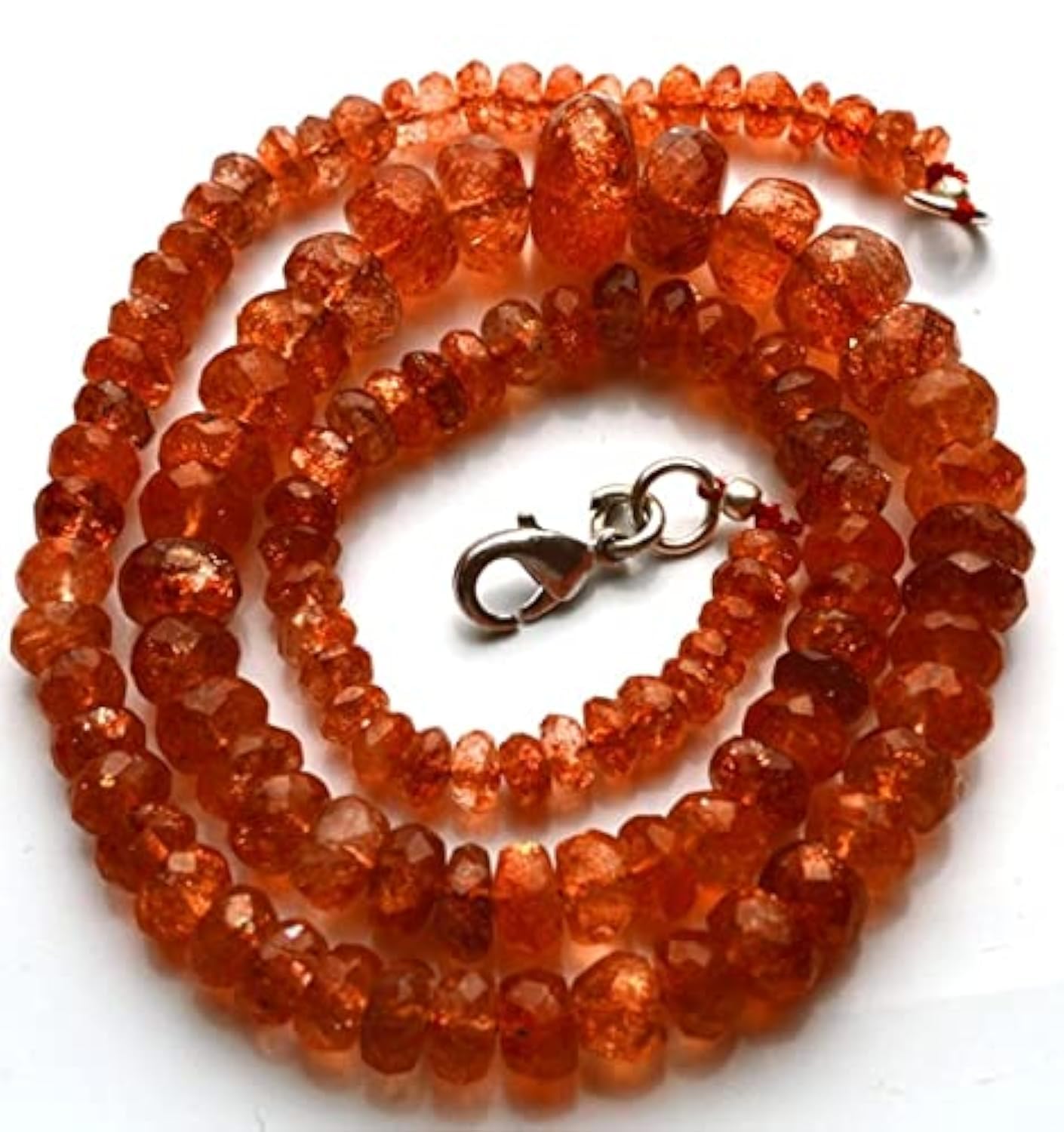 Collier en pierre de soleil naturelle perles rondelles facettées 5-10mm pour création LKBEADS