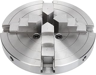 6in Lathe Chuck 4 Jaw Self Centering Clamping Chuck Set Kit, 1INx8TPI Alloy Steel, Quick Installation with Adjustbale Handle for Lathes, Grinders, Milling Machines