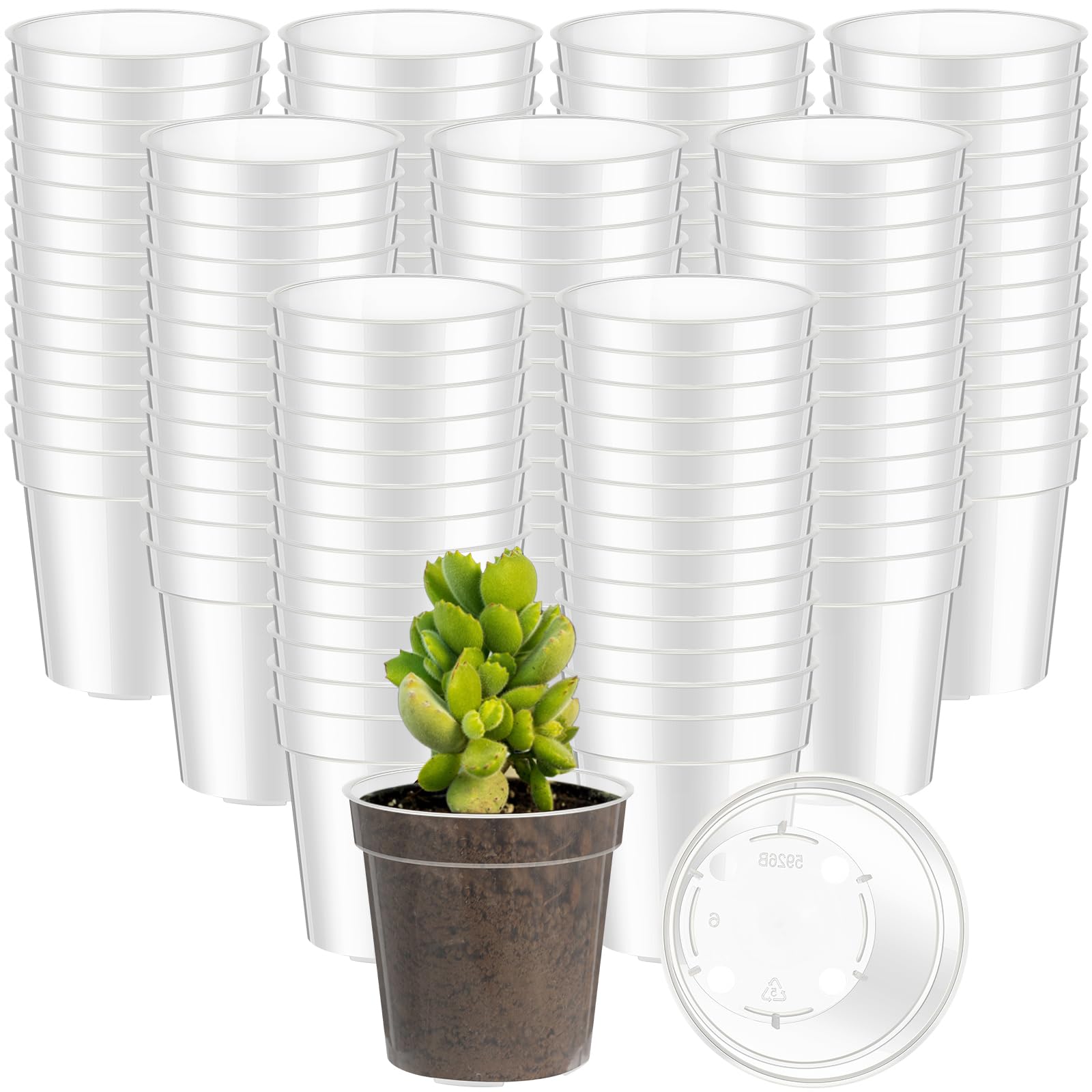 Yaomiao Lot de 200 Mini Pots de Fleurs en Plastique avec Trous de Drainage pour intérieur et extérieur (5,1 cm, Transparent)