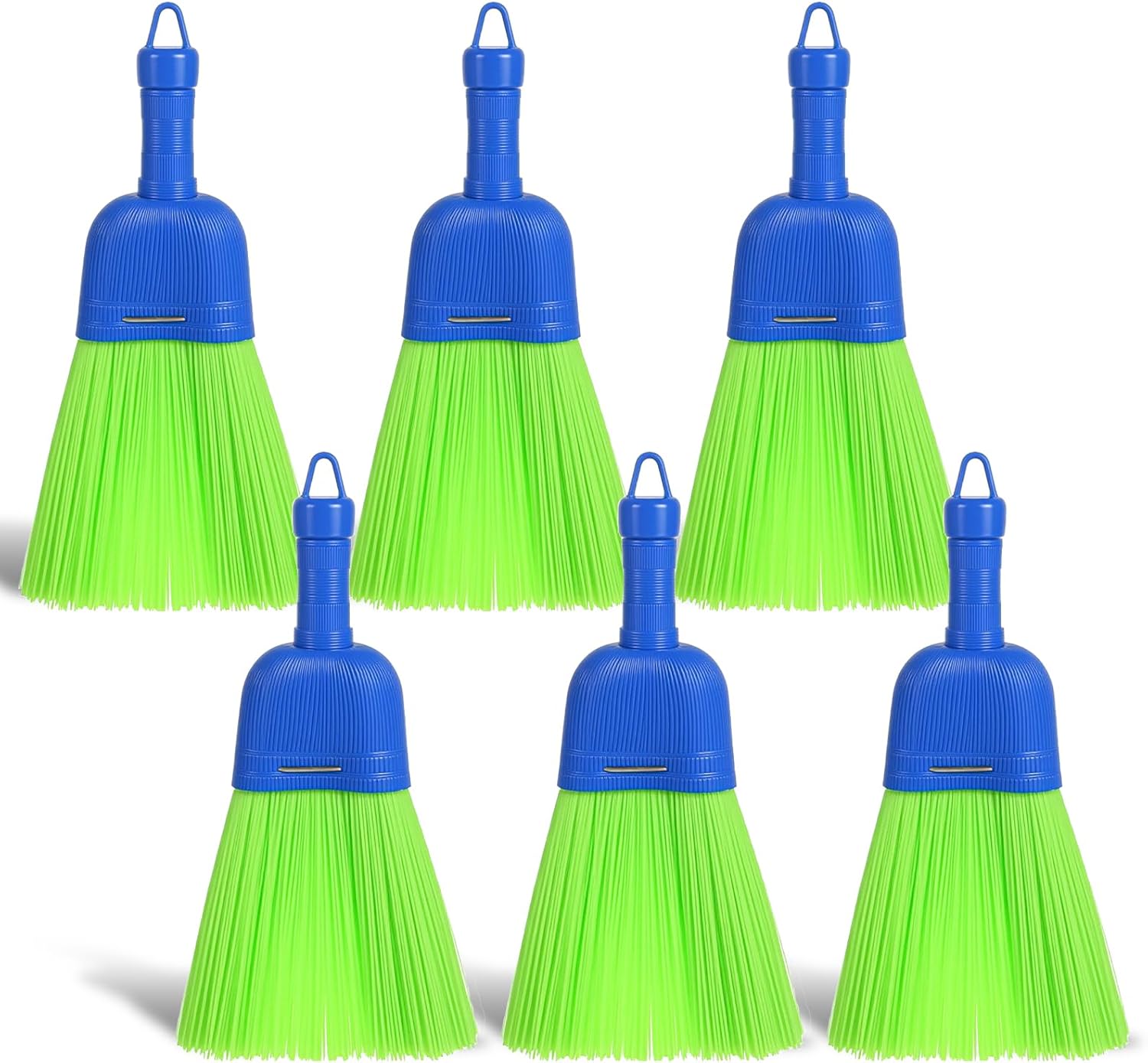 6 Pcs Soft Bristle Broom, Poly Fiber Whisk Broom with Hang Hole, Handheld Brush for Indoor Outdoor Cleaning, Car, Porch, Floor, Room & Deck, Dust Dirt Remover, Compact, Easy Storage