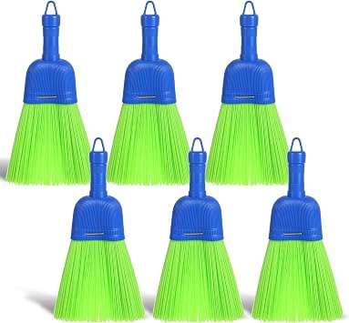 6 Pcs Soft Bristle Broom, Poly Fiber Whisk Broom with Hang Hole, Handheld Brush for Indoor Outdoor Cleaning, Car, Porch, Floor, Room & Deck, Dust Dirt Remover, Compact, Easy Storage
