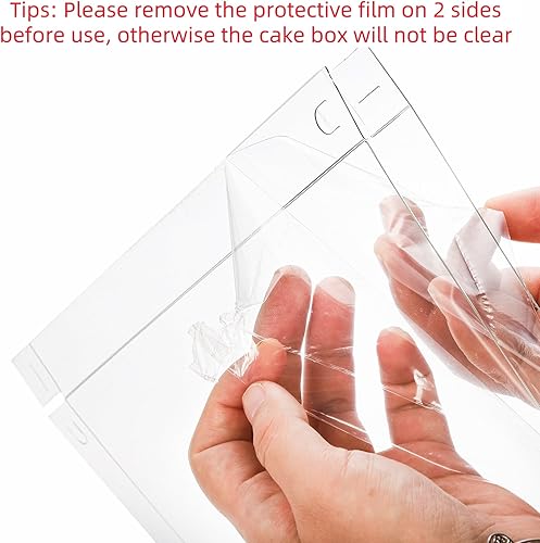 Miniatura 5 de 6 cajas transparentes para pasteles con cinta de 2 capas de 10 x 10 x 10 pulgadas, caja transparente para tartas con tapas, cajas de embalaje de