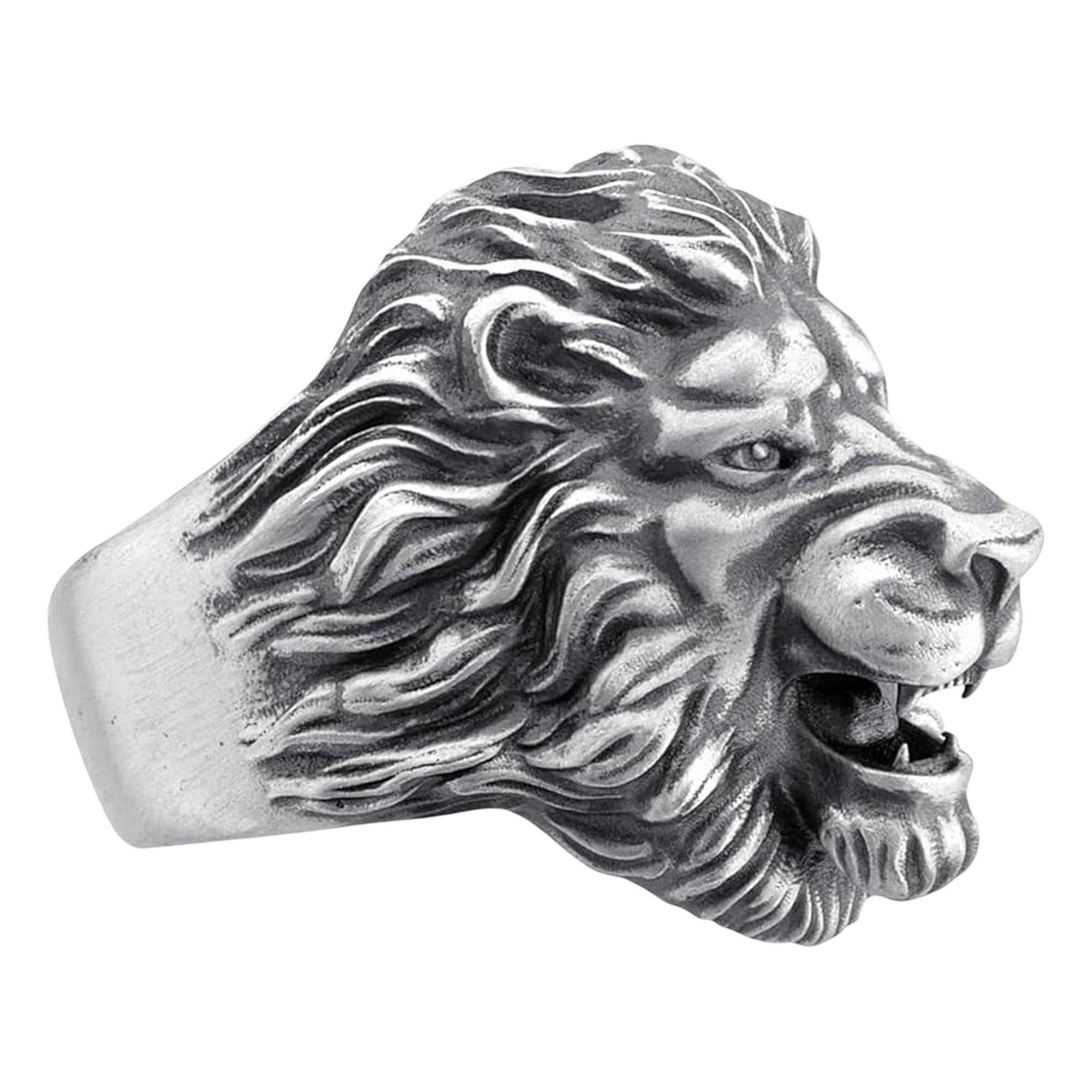 THESWAF Men Silver Lion Ring, African Wild Lion Gift Ring, Animal Signet Rings, Mens Rings, Animal Lover Gift