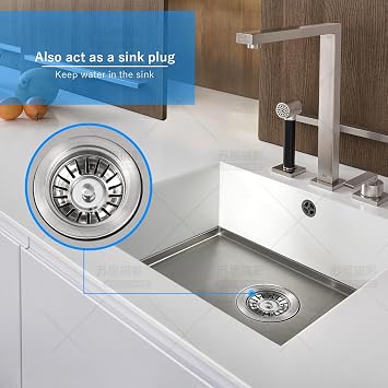 Upgraded Kitchen Sink Plug Strainer Stainless Steel Strainers Sink Plugs Replacement Drain Stopper for Food/Hair Catcher - UK Sinks Hole Diameter 78mm (2 Pack)