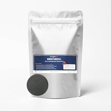 LiquaGen Birm Water Filter Media 510 lb Supports Iron & Manganese Reduction, Catalytic Filtration Media for Well & Municipal Water Systems, Regeneration-Free Operation 8 lbs