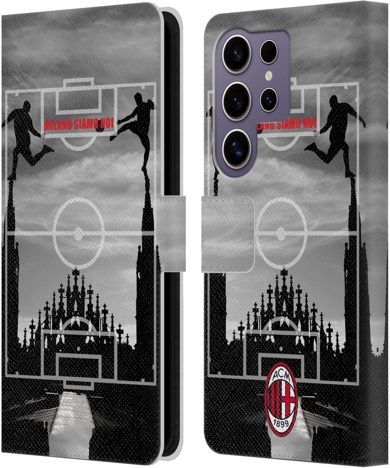 Head Case Designs Officially Licensed AC Milan Milano Siamo NOI 3 Adults Leather Wallet Case Compatible with Samsung Galaxy S25 Ultra