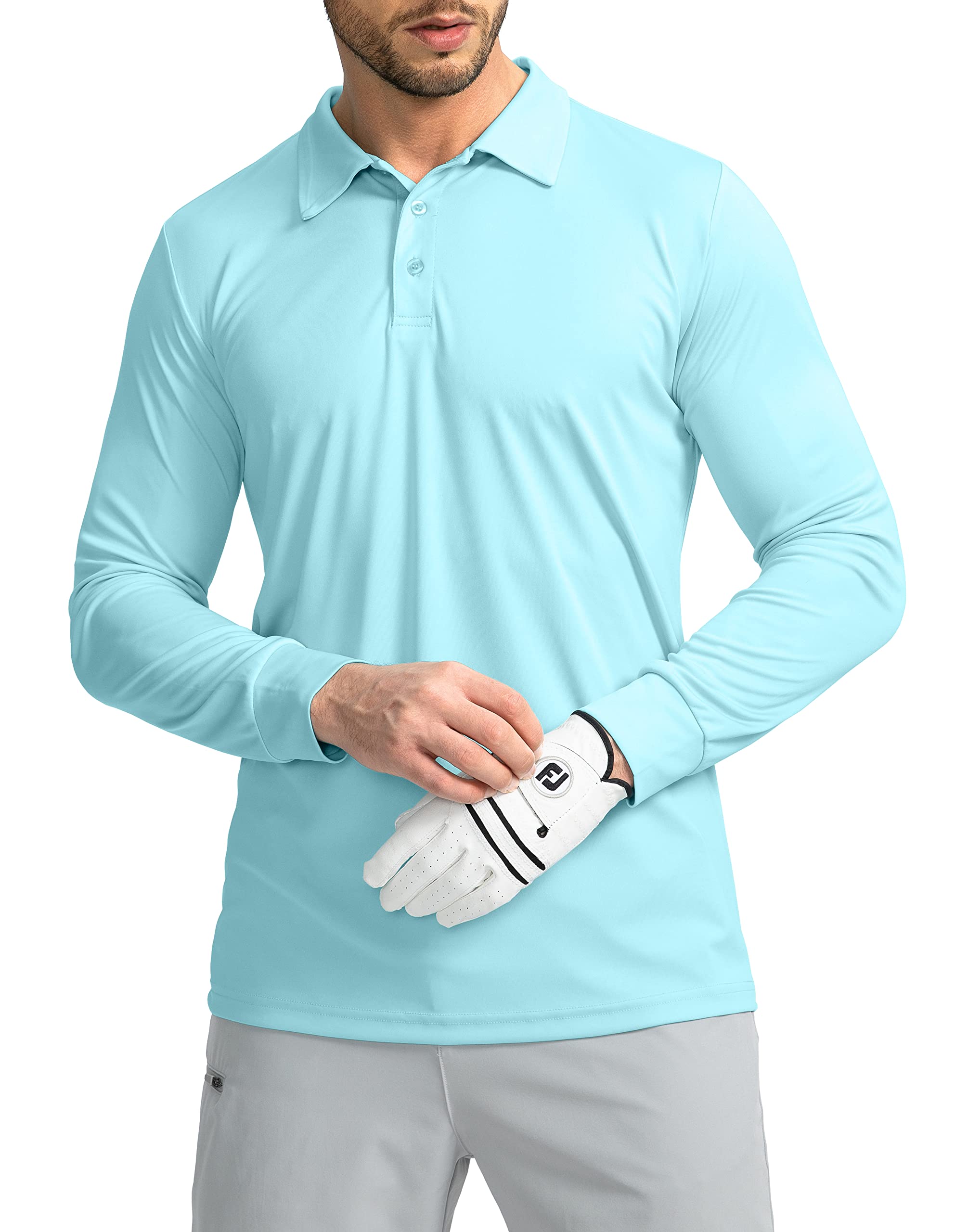 Mens Polo Shirt Long Sleeve Golf Shirts Lightweight Upf 50