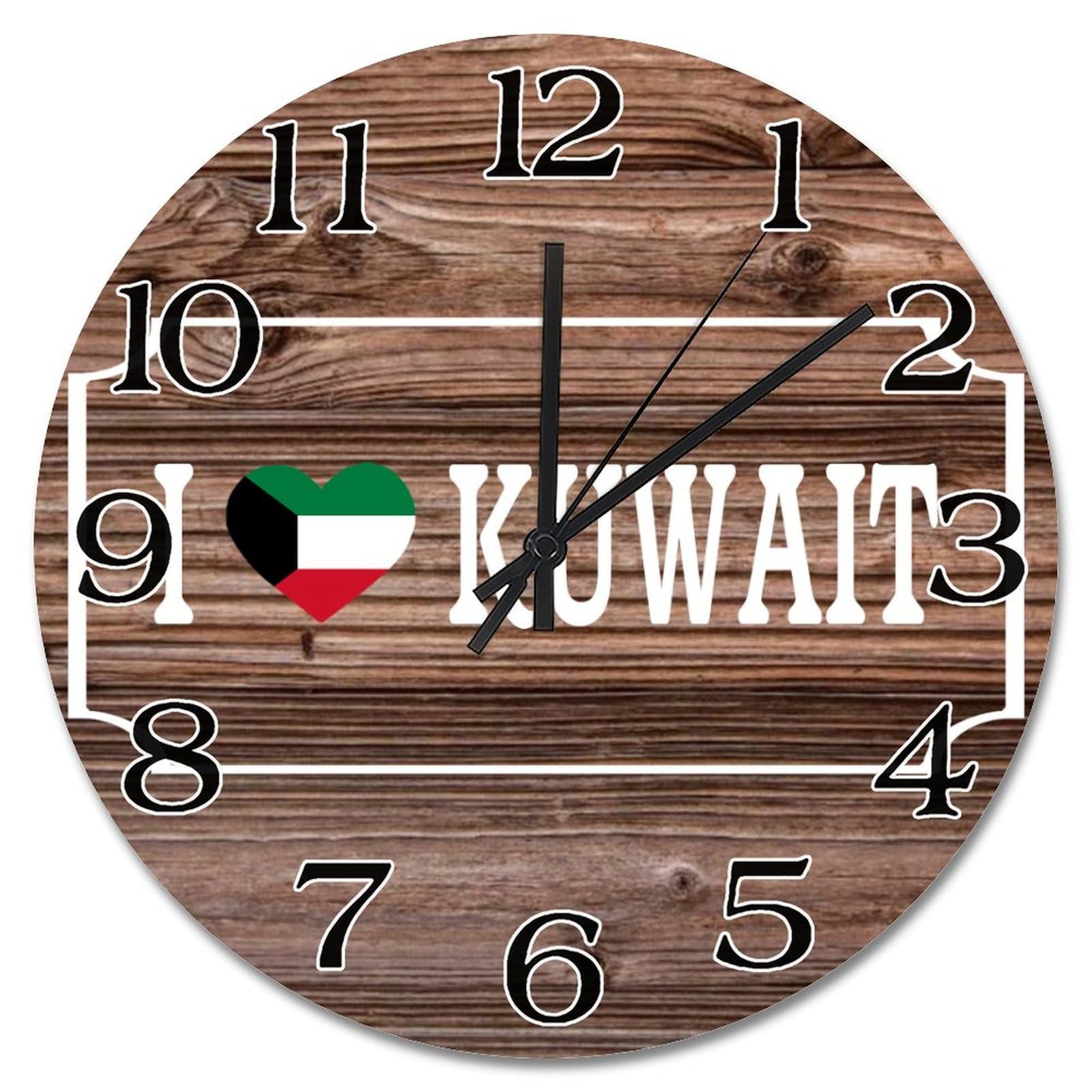 Horloge murale drapeau Koweït silencieuse pour en finir avec les bruits de tic-tac
