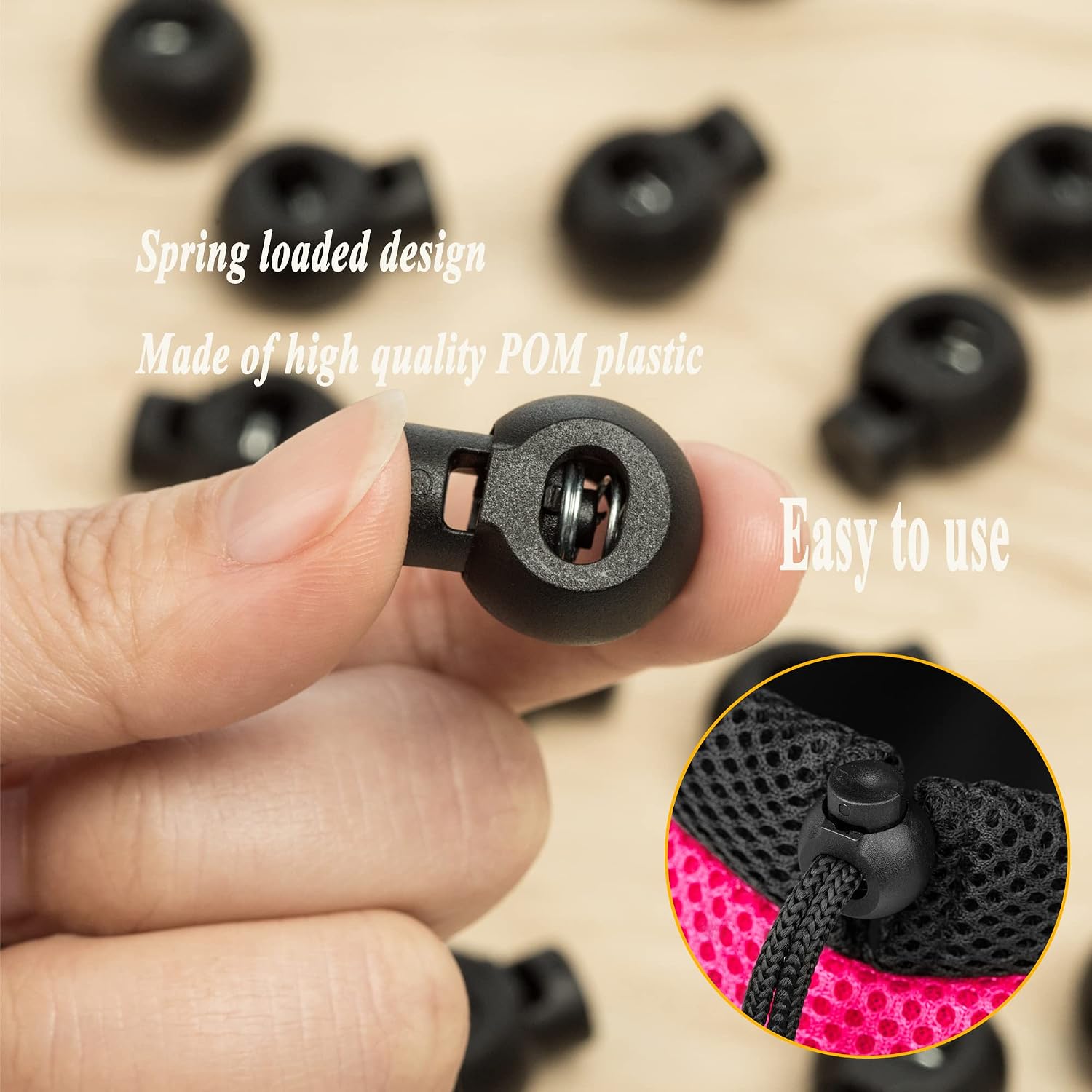 AXEN Plastic Cord Locks, Fastener Toggles for Shoelaces, Drawstrings, Paracord, Bags, Clothing, and More