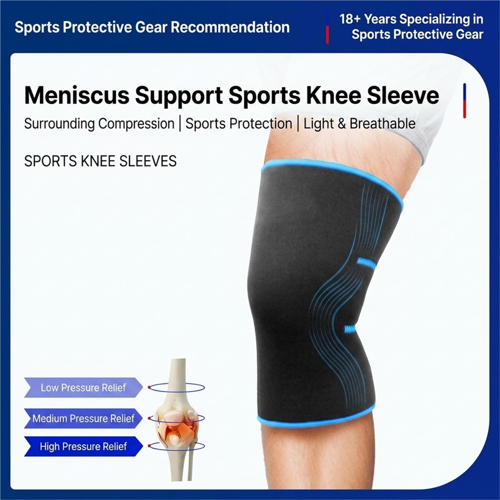 Genouillère de compression pour la course à pied, le jogging et le sport : soulagement des douleurs articulaires, soutien pour hommes et femmes, genouillère simple pour l'arthrite, les déchirures