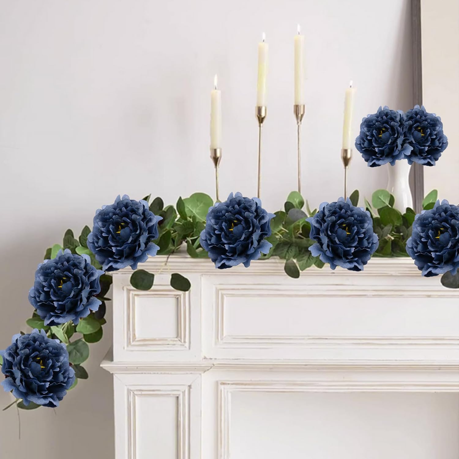 20 Pcs Artificial Flower Peonies, 5" Silk Fake Peonies with 6" Stems No Leaf, Faux Peonies Flowers for Decoration Wedding Home Party Centerpiece Decor Floral Art (Navy Blue) - Image 7
