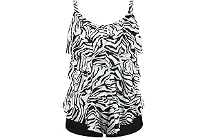 Women's Tankini Swimsuit with High Waist Boyshorts for Tummy Control