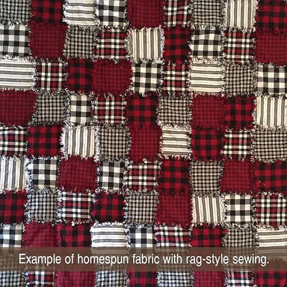 White Black Mini Buffalo Check Plaid Cotton Homespun Plaid Fabric by JCS - Sold by The Yard