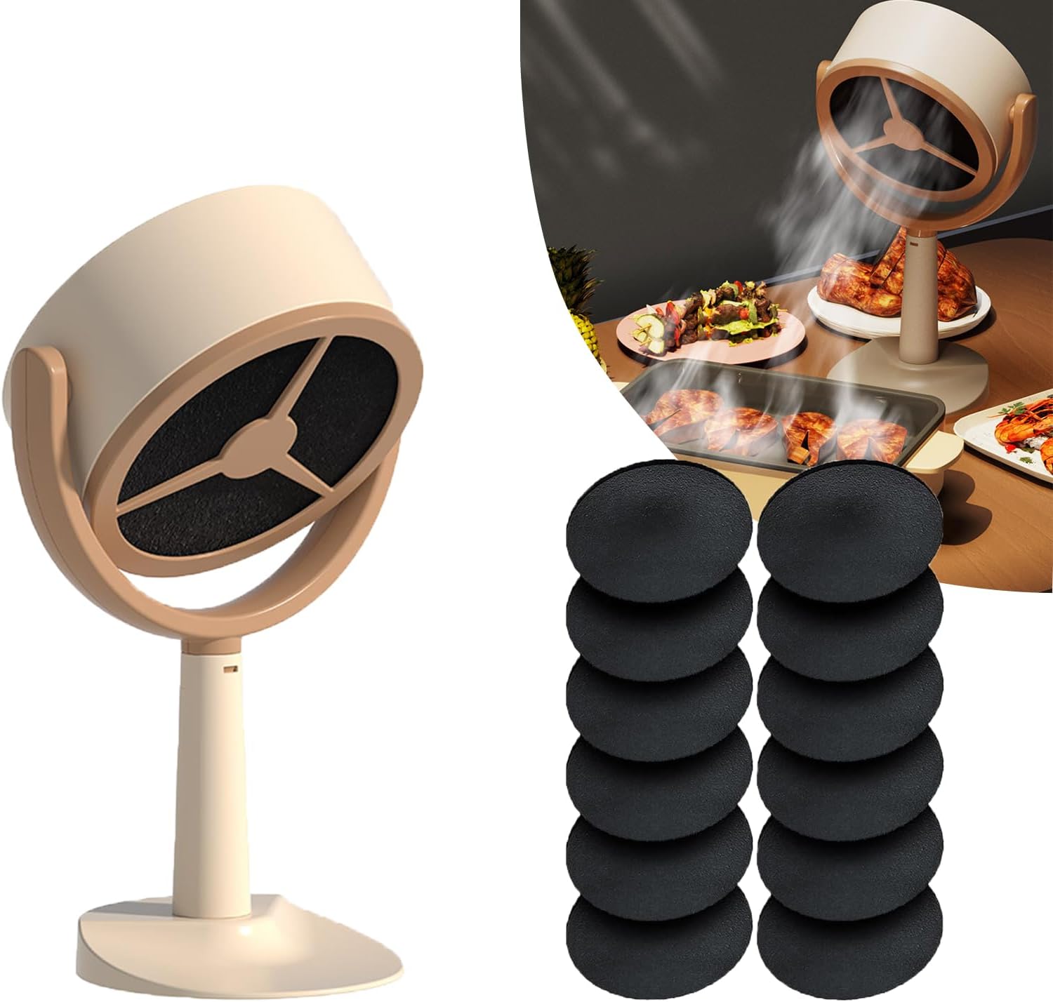 Smoke Purifier, Portable Smoke Purifier, Portable Exhaust Fan for Kitchen, Smoke Filter for Smoking Indoors, Portable Kitchen Exhaust Fan, Low Noise Mini Cooker Hood for Kitchen, Home product image