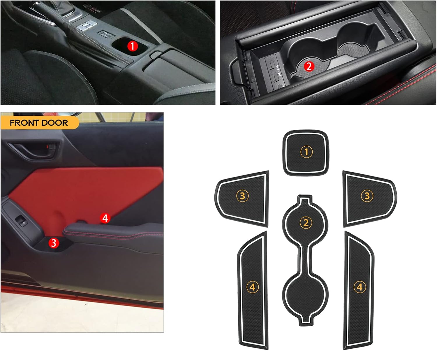 LFOTPP 2023 GR86 Car Door Slot Mat Accessories 2022 2023 Toyato GR86 ZN8 Gate Slot Mats Center Console Liners Mats Non-Slip Interior Trim Cup Holder Pads Mat 2022 GR86 Cushions Rubber Mat White
