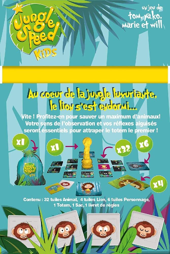 Zygomatic Jungle Speed Kids, Juego de Mesa de Acción y Reflejos para Niños, A Partir de 4 Años, De 2 a 6 Jugadores, 15 Minutos por Partida, Español