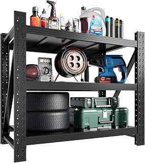 Sightlife Schwerlastregal Metallregal Steckregal Lagerregal Werkstattregal Kellerregal Garagenregal Küchenregal Standregal Stahlregal 3-Ebenen Fachlast 265kg verstellbare Ablagen 80x86.3x47cm (HxBxT)
