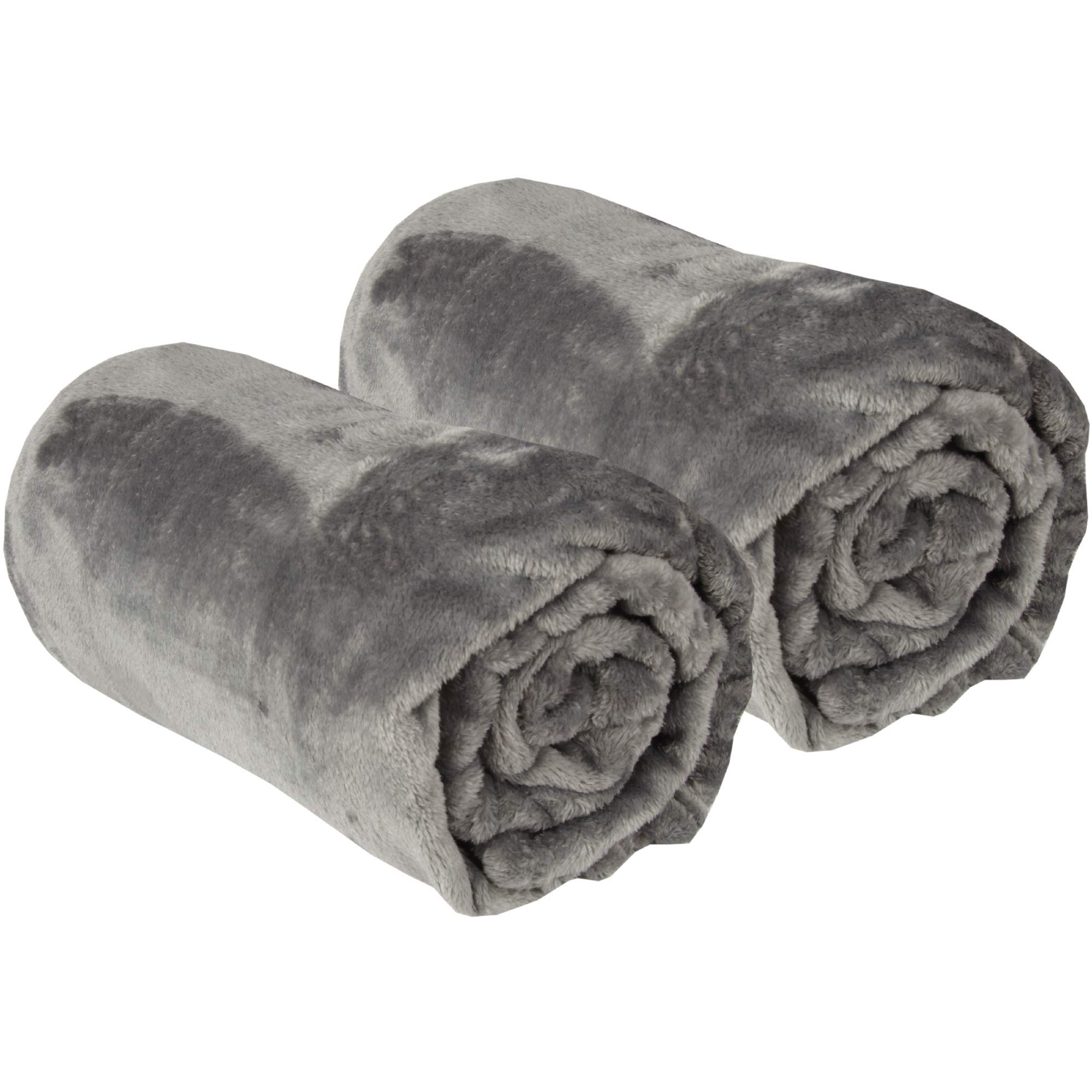Kuscheldecke im 2er Pack Wohndecke - extra weich - hochwertige Microfaser Flauschdecke, 210 x 280 cm - Anthrazit