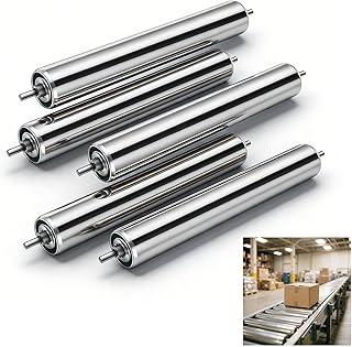 Galvanized Steel Conveyor Rollers for Woodworking, Trailer Load Assist, and Material Handling, 1.2in Diameter x 3.9in Length for Industrial and DIY Use 5 Packs