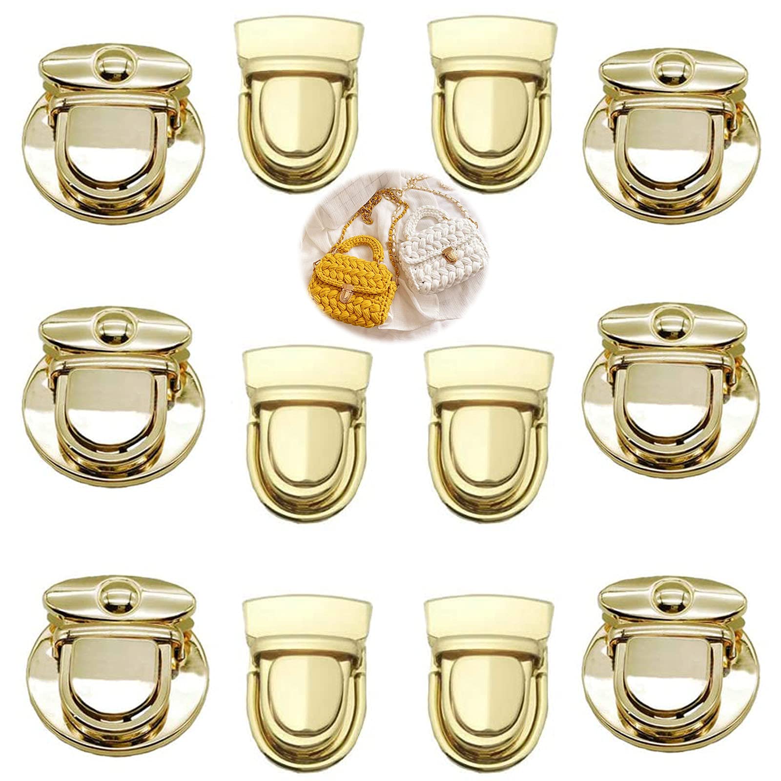 Fermoir Twist Lock Pour Sac 4pcs - Fermeture Rotation Cuir DIY - Matériel Sac à Main