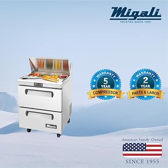 Migali C-SP27-8-D-HC 27 8 Pans, Sandwich Prep Table with Drawers