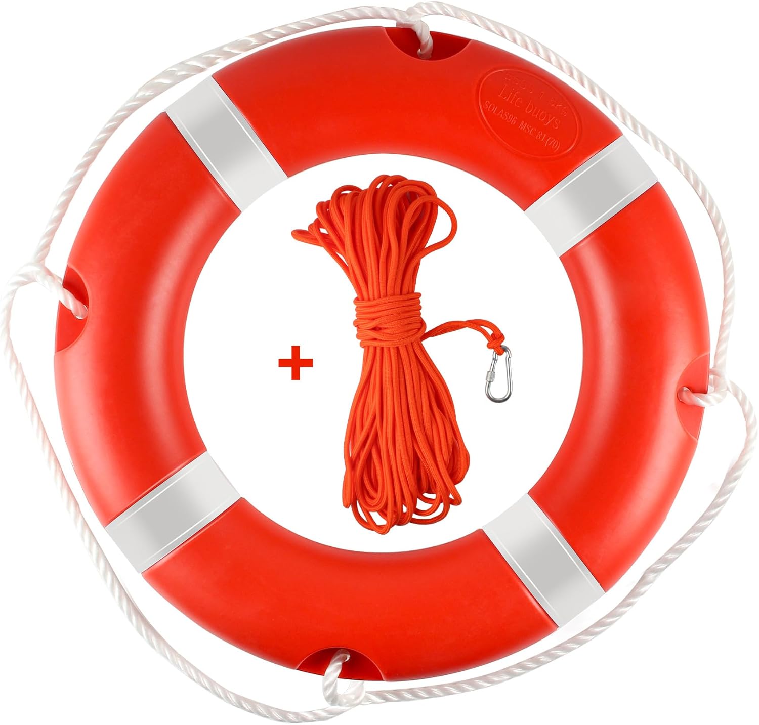 Life Ring 23'' Orange Boat Safety Throw Ring with Water