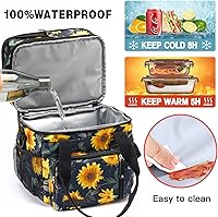 Vista 4 de MOV COMPRA Lonchera para mujeres y hombres, lonchera de doble cubierta, bolsas de almuerzo grandes expandibles, lonchera a prueba de fugas, bolsa