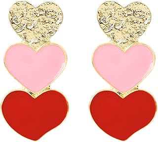 Heart Earrings for Women - Wife Valentines Day Gifts - Fashionable Statement Earrings for Women & Girls - Perfect Heart Jewelry as Valentines - Valentines Day Gifts for Wife
