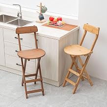 Barstools Counter Height Foldable Bar Chair Easy Storage High Bar Stools with Backrest and Footrest Comfortable Tilting Backrest Conforming to Body Curves Ergonomics for Dining Room Kitchen CounterTe