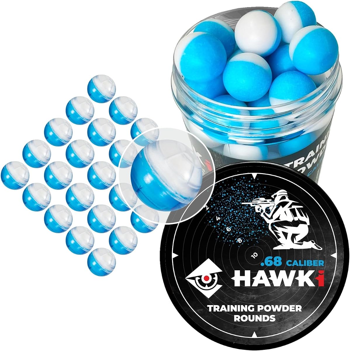 Hawki .50 Cal or .68 Cal Pepper Balls or Powder Balls Less Lethal for Paintball Guns