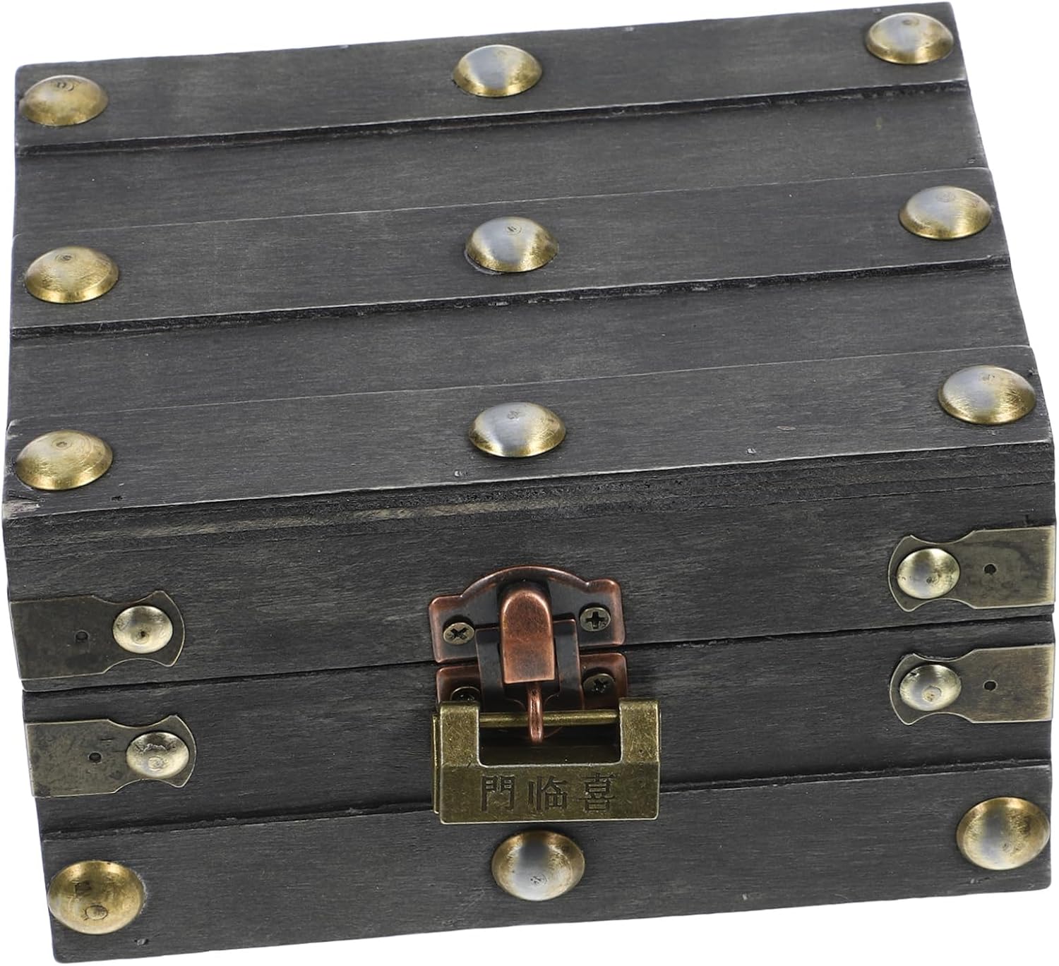 Cabilock Retro Wooden Jewelry Box Pirate Treasure Chest Vintage Trinket Organizer Wooden Storage Box Combination Lock