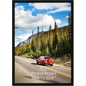 Giftgarden Picture Frame A2 Black Aluminum Frame for 42 x 59.4 cm Photos Certificates and Posters Large Poster Frame Single Photo Frame