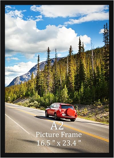 Giftgarden Bilderrahmen A2 Schwarz, Aluminium Rahmen für 42 x 59,4 cm Fotos, Zertifikate und Poster - Großer Posterrahmen, Einzel Fotorahmen