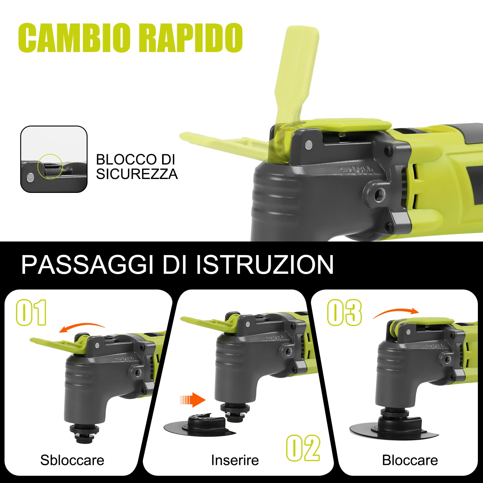 DEWINNER Utensile Multifunzione Oscillante, 300W Multiutensile Oscillante 15000-22000RPM, 28 Accessori, 6 Velocità Variabili, Angolo di Oscillazione 3°, Impugnatura Ausiliaria e borsa per il trasporto