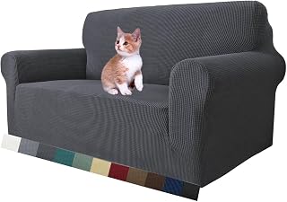 MAXIJIN Super Stretch Sofabezug 2 Sitzer in 1 Stück Sofahusse Universal Schonbezug Jacquard Spandex Haustierfreundlich (2-Sitzer, Grau)
