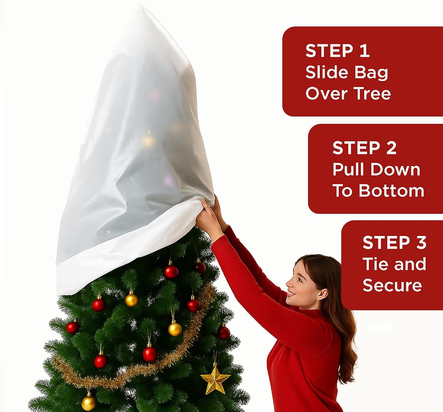 Christmas Tree Disposal Bag – 9.5 Ft Extra Large Xmas Tree Bags for Large Trees | Giant Plastic Christmas Tree Removal Bag | Disposable Trees Removal Bags for Real & Live Trees, Heavy-Duty