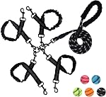 No-Tangle 2 Dog Leash Polyester Durable Build, 360° Swivel, Shock Absorbing, Reflective Strip & Comfort Foam Grip, Perfect for Small and Medium Dogs’ Daily Use & Training (Pink, Double Leashes)