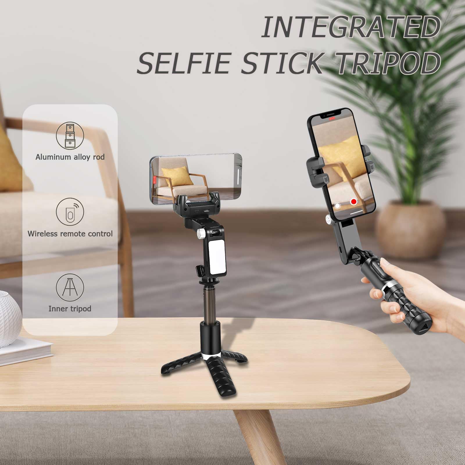 Q08d Stabilisateur De Poche À Axe Unique Trépied Perche À Selfie Stabilisateur D