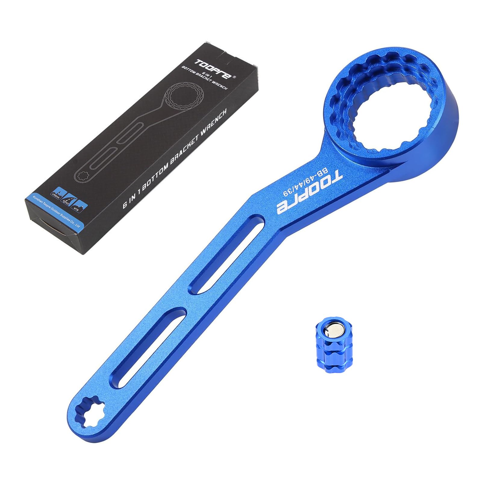 MUXSAM Blue Bicycle BB Wrench Tool,Multifunctional Bicycle Bottom Bracket Wrench Set, 5 in 1 High-Strength Aluminum Alloy BB Tool Remover Compatible with 39-49mm Sizes