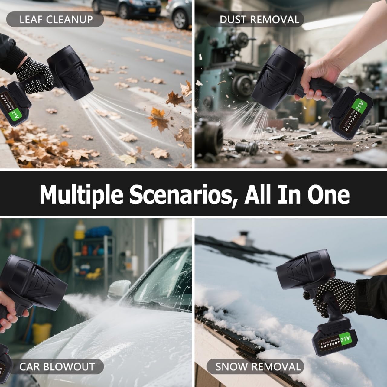 Cordless Electric Handheld Leaf Blower 21V, Small and Lightweight, 300000 RPM, Equipped with 2 Batteries and Fast Charger, Used in Patio, Lawn, Patio, car, dust, etc - Image 4