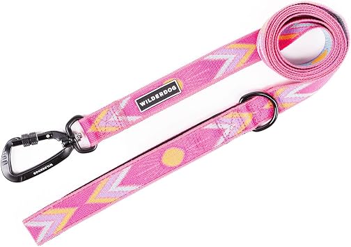 Wilderdog Ultralight Leash Series for Dogs 6 ft Long and Only 3.75 oz with swiveling, Locking Carabiner Attachment and Lightly Padded Handle with D-Ring - Playa