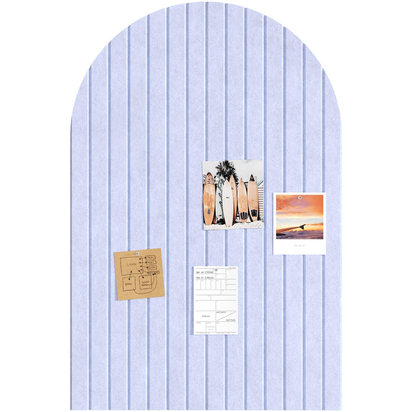 Lifewit 3-Pack Arched Bulletin Board, Cork Board Alternative for Walls, 90x60cm Large Felt Panels with 30 Pins, Full Self-Adhesive Wall Panel for Decor, Home, Office, Dorm, Purple — image 1