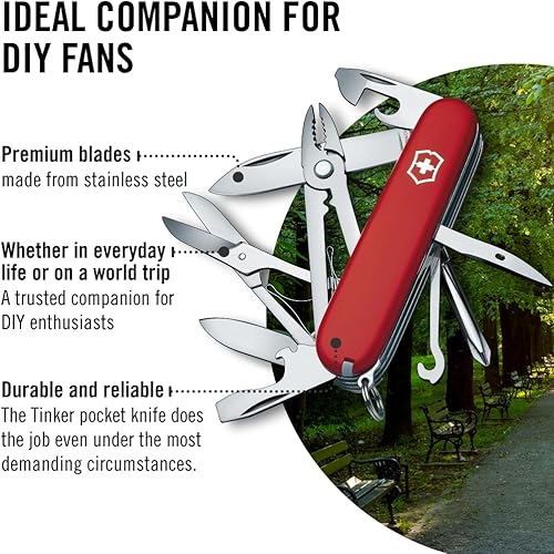 Vista 5 de Victorinox Swiss Army Multi-herramienta, cuchillo de bolsillo Tinker, rojo, 3.583 in