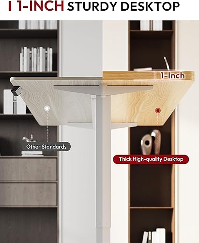 Miniatura 6 de SANODESK - Escritorio eléctrico de pie de una sola pieza de 48 x 30 pulgadas, escritorio de altura ajustable con controlador de 6 botones,
